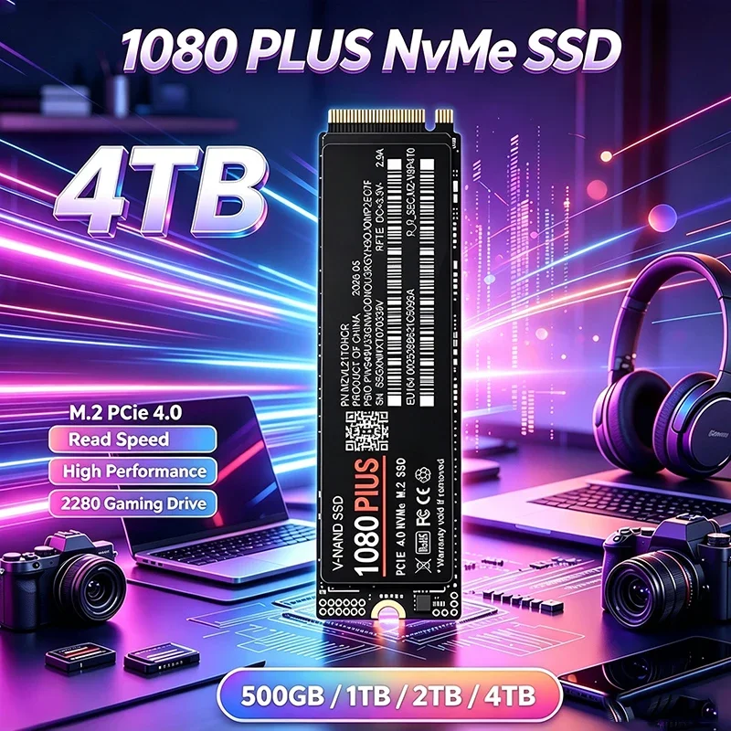 New 1080 PLUS SSD NVMe M2 500GB SSD 1TB 2TB 4TB SSD M.2 2280 PCIe4.0X4 Internal Solid State Drive Disk for Laptop Desktop PC