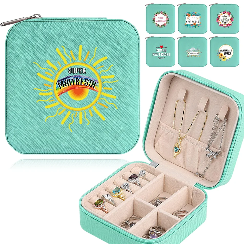 

Jewelry Box Maitresse Printing Series Portable Travel Minimalist Bracelet Earrings Storage Pack Holder Gift Display Cases