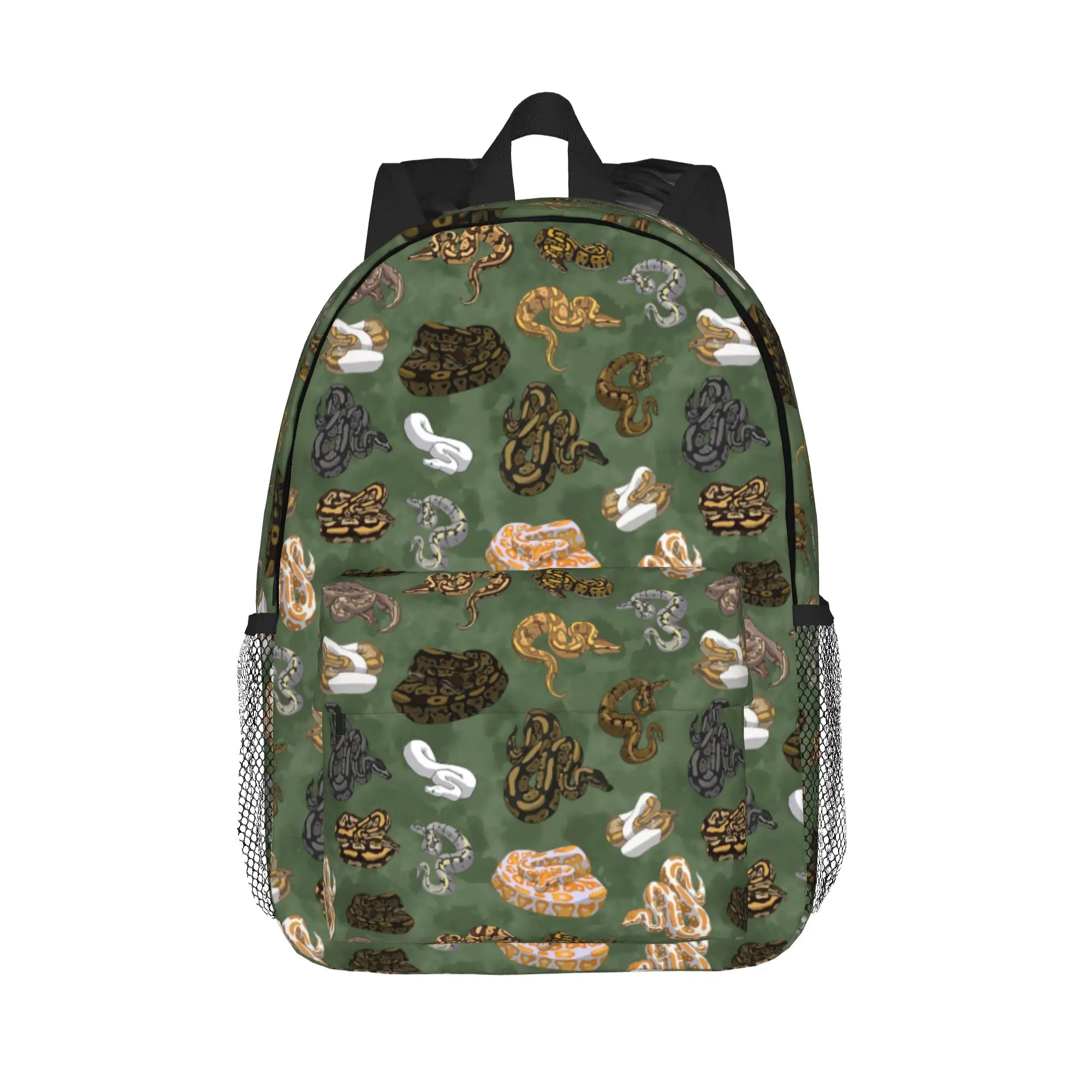 Ball Python Morphs Pattern Moss Green Backpack Hot Sale Daypack Boys Girls BookBag Shoulder Bags for Men Women School Bag