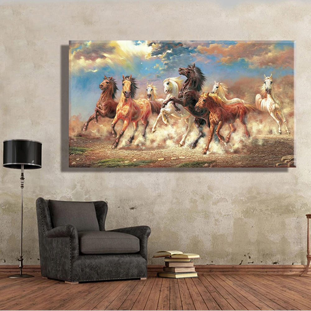 8 Running Horse Animal Modern Printed Oil Painting On Canvas,Cotton Wall Paintings Picture For Living Room Wall Art,Wall Decor