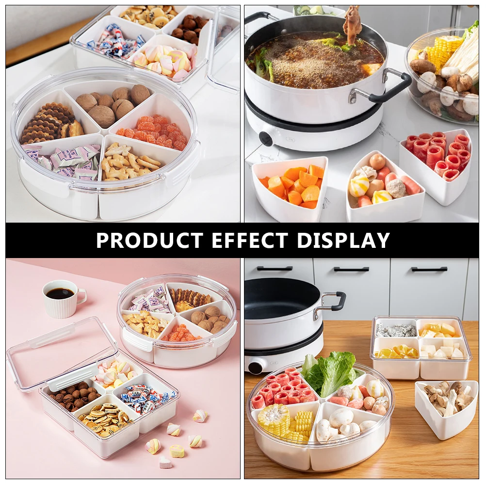 

Snack Dried Fruit Plate Divided Compartment Tray Container Storage Box Plastic Material Durability Practicality Kitchen Barware