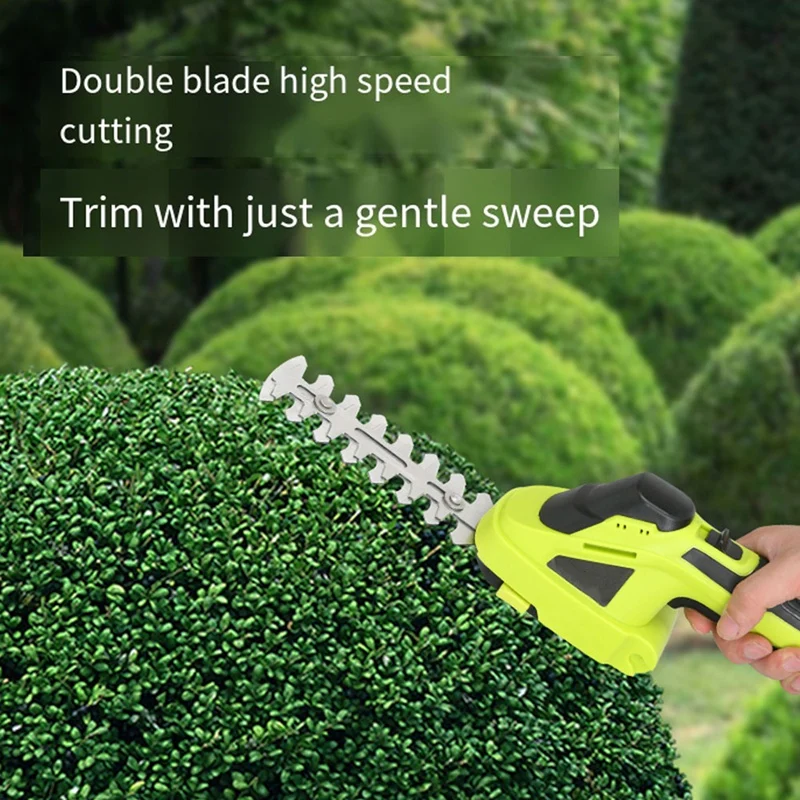 Rechargeable Cordless Grass Shear & Electric Hedge Trimmer 2 In 1 Handheld Hedge Trimmer 3.6V Electric Grass Cutter