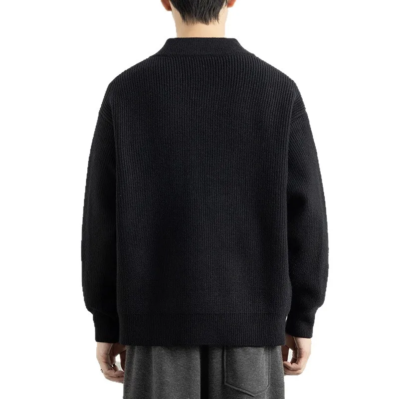 الراقية الجديدة الرجال سترة سميكة قاعدة طبقة الخريف الشتاء محبوك Vintage البلوز معطف فضفاض سترة