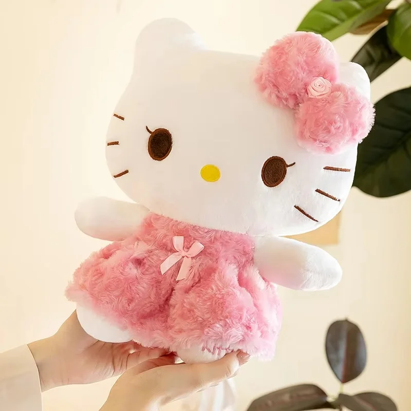 الوردي سانريو مرحبا كيتي Kawaii روز بلدي ميلودي ألعاب من نسيج مخملي أنيمي الكرتون أنيمي كبيرة الحجم لينة محشوة دمية وسادة هدايا أعياد ميلاد للأطفال