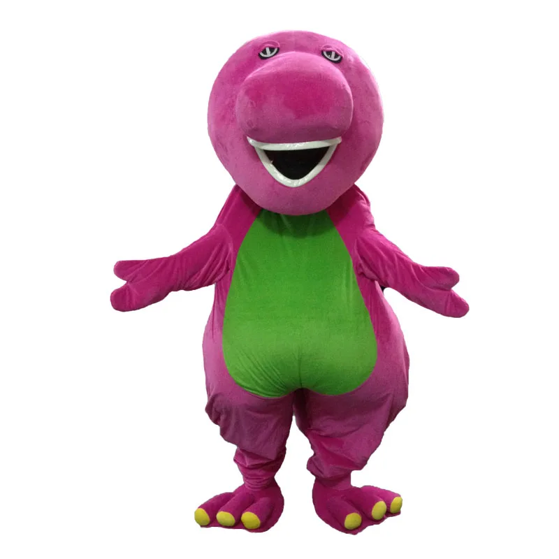

Barney Long Mascot Costume Walking Dinosaur Cartoon Doll Halloween Mardi Gras Party Funny Christmas Animated Performance Set