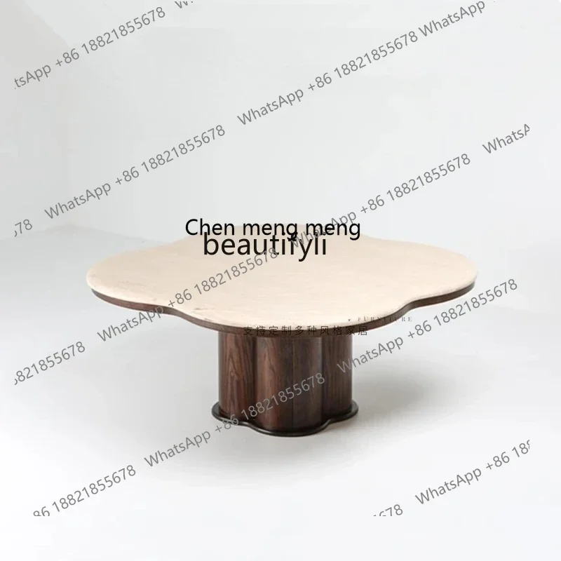 New arrive French medieval solid wood coffee table retro coffee table minimalist living room balcony cave stone tea table