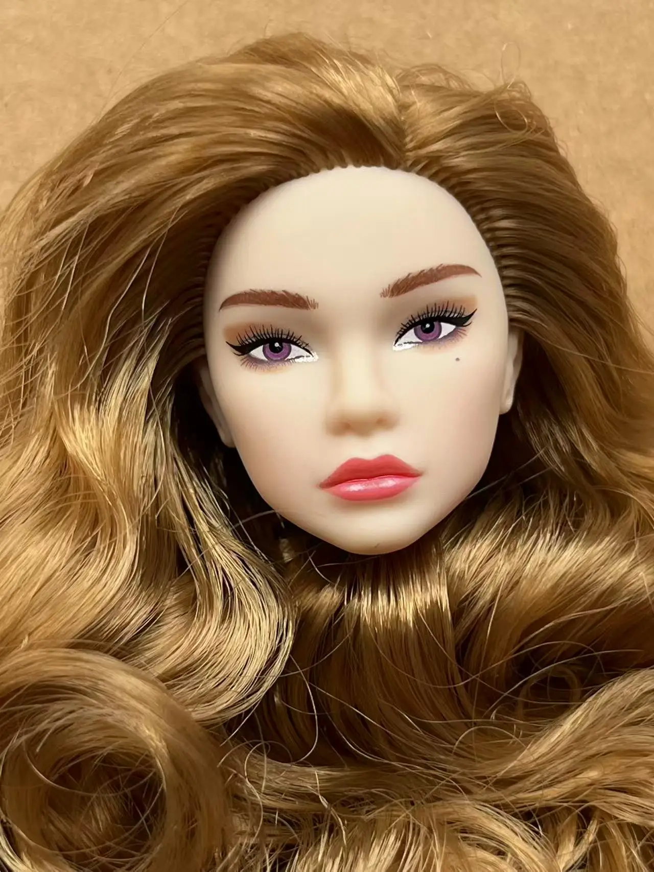 1/6 Coffee Beige Superwhite Skin Doll Heads Candy Color Hair Heads Collective Female Doll Figure Toys