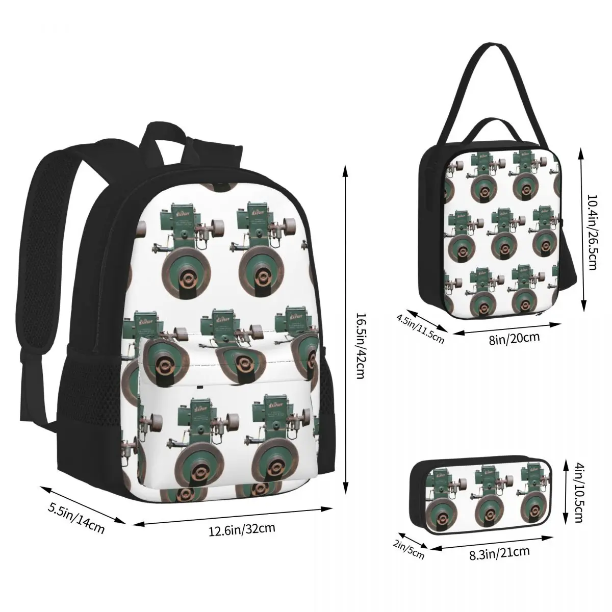 The Lister D Backpacks Boys Girls Bookbag School Bags Kids Rucksack Lunch Bag Pen Bag Three-Piece Set