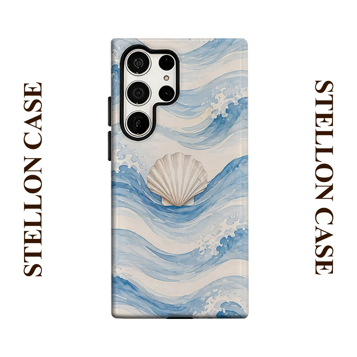 Ocean Wave Shell Phone Case For Samsung Galaxy S25 S24 S23 Ultra Plus A35 A55 Glossy HD Hard Cover Film Shell