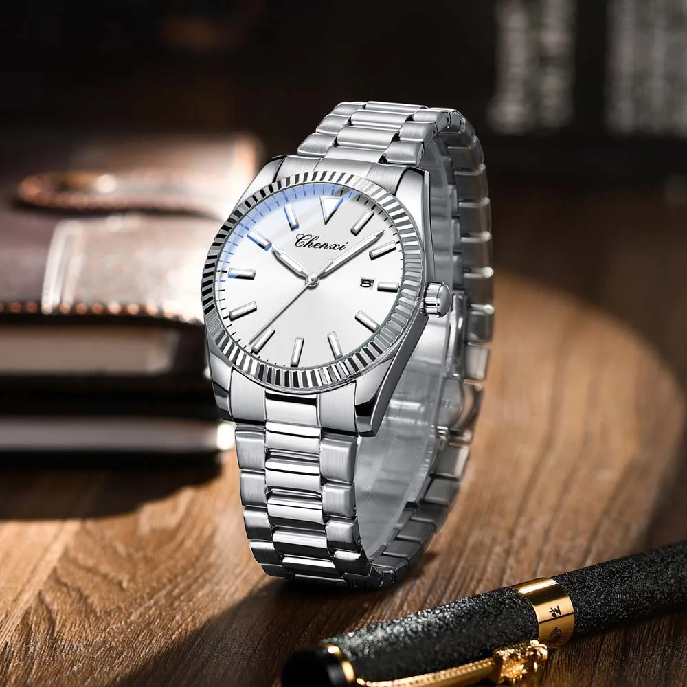 CHENXI Luxury Men's Quartz Watch Date Clock Stainless Steel Strap Waterproof Business Casual watches for Man Gifts Fashion