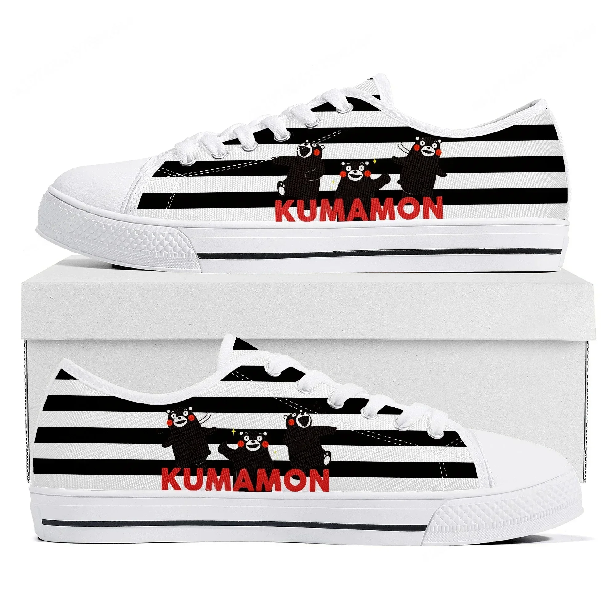 

Низкие кеды Kumamon для женщин и мужчин, высококачественные холщовые кроссовки, парные, с японскими мультяшными персонажами, манга, обувь на заказ
