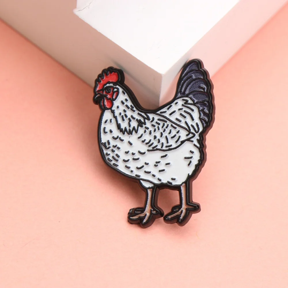 Cartoon Chicken Enamel Pin - Funny Lapel Brooch for Backpack Clothing DIY Accessory Gift for Kids & Friends