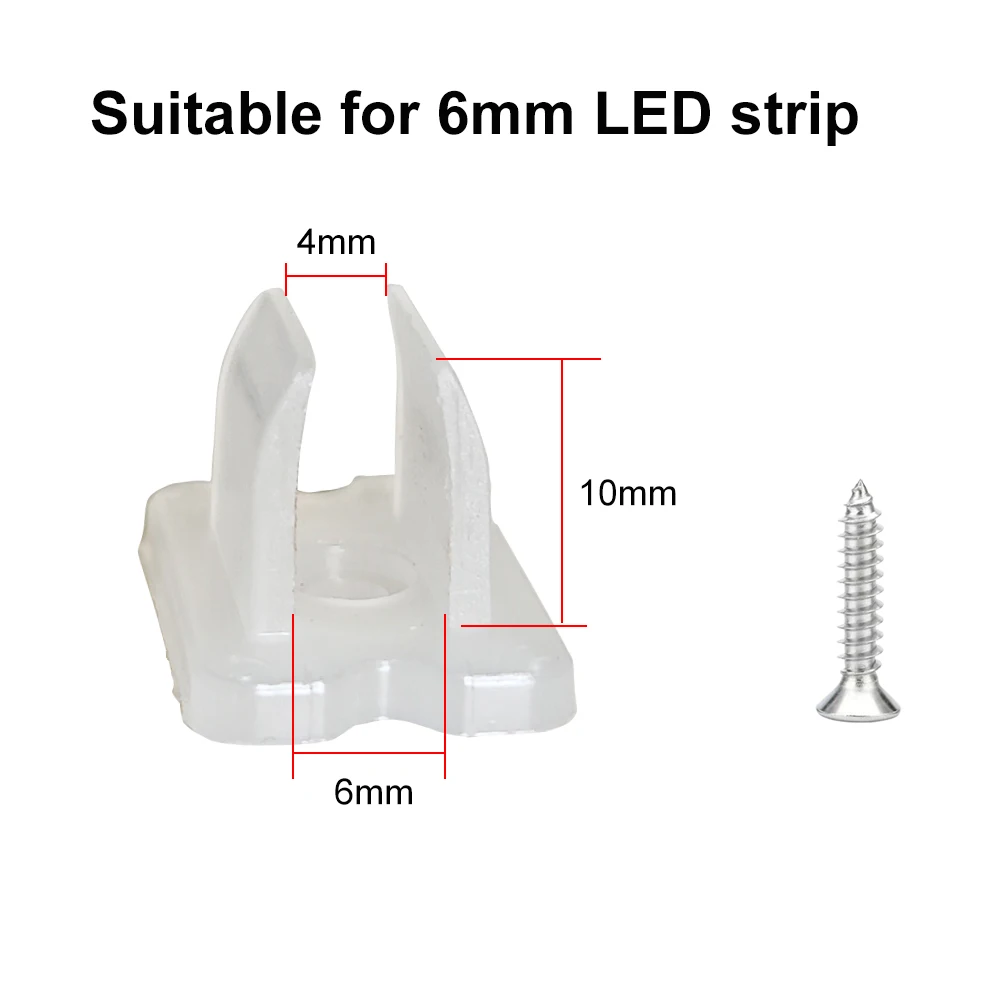 Clips de fixation de bande LED avec vis, connecteur pour fibre 2835, néon COB, lumière, accessoires en plastique, 6mm, 8mm, 12mm, 15mm