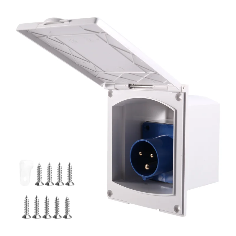 Classy-16A Presa di corrente esterna impermeabile 220V Spina femmina a filo a 3 pin per camper, rimorchio, roulotte