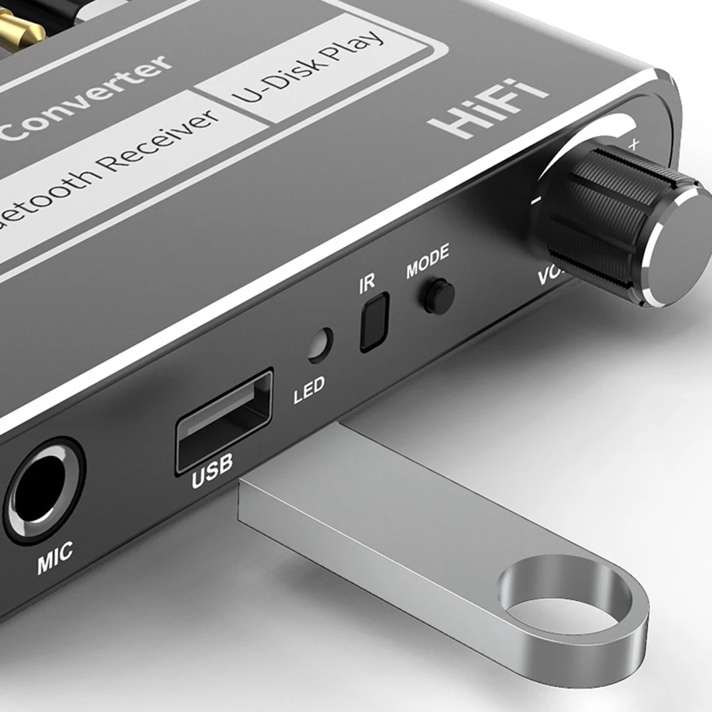 A42Z-Convertitore DAC HIFI wireless Ricevitore Bluetooth 5.2 Audio coassiale a R/L Adattatore Aux da 3,5 mm con microfono per riproduzione disco U