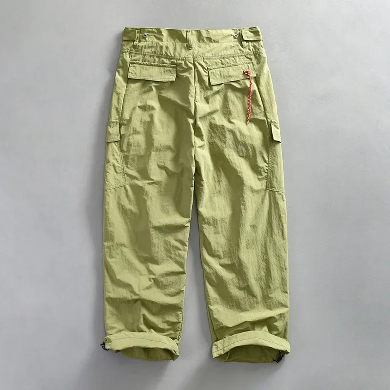 Lente Zomer Olijfgroene Broek Mannen High Street Causale Nieuwe Cargo Broek Multi-Pockets Rechte Baggy Broek Trend Heren Broek