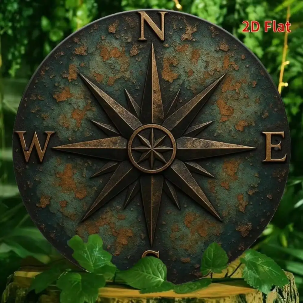 CIFBUY Vintage Iron Wall Art Compass 19.81 Inch Large Retro Metal Direction Sign for Home Office Decor
