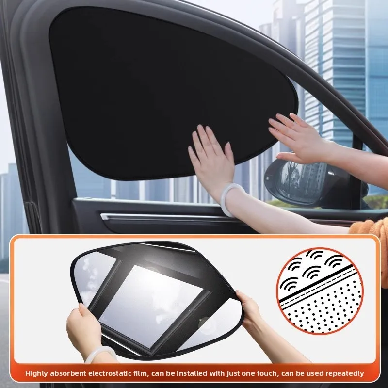 4pcs Car Side Window Sunshade Electrostatic Adsorption UV Block Foldable Heat Insulation Privacy Visor