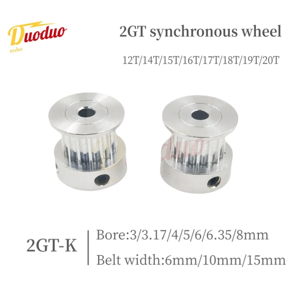 

GT2 K-type 2GT Number Teeth 12T/14T/15T/16T/17T/18T/19T/20T Timing Pulley Bore 3/3.17/4/5/6/6.35/8mm For Belt Width: 6/10/15mm ,