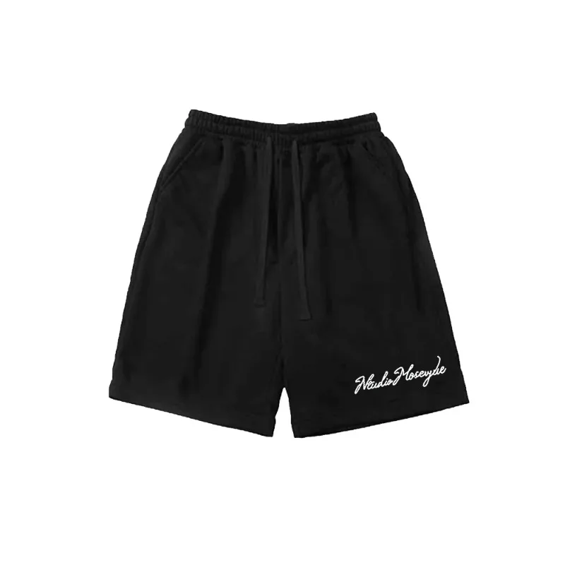 

Спортивные широкие шорты High Street, мужские летние шорты 2024, новая модная свободная одежда для бега, черные брюки с пятью точками