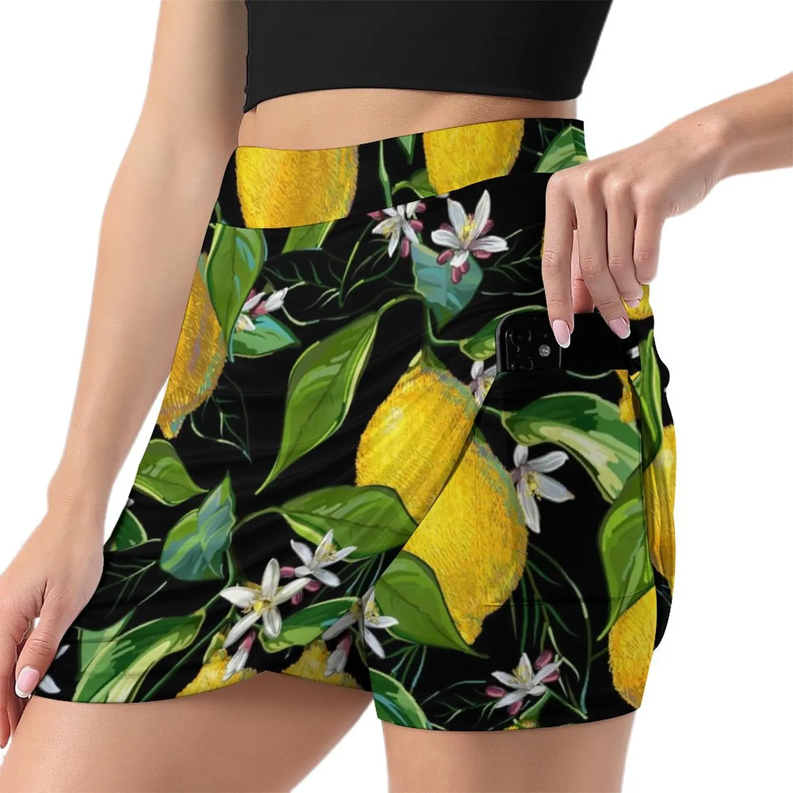 Fresh Lemons Black Mini Skirt fashion korean clothing new in clothes skirts for women 2025