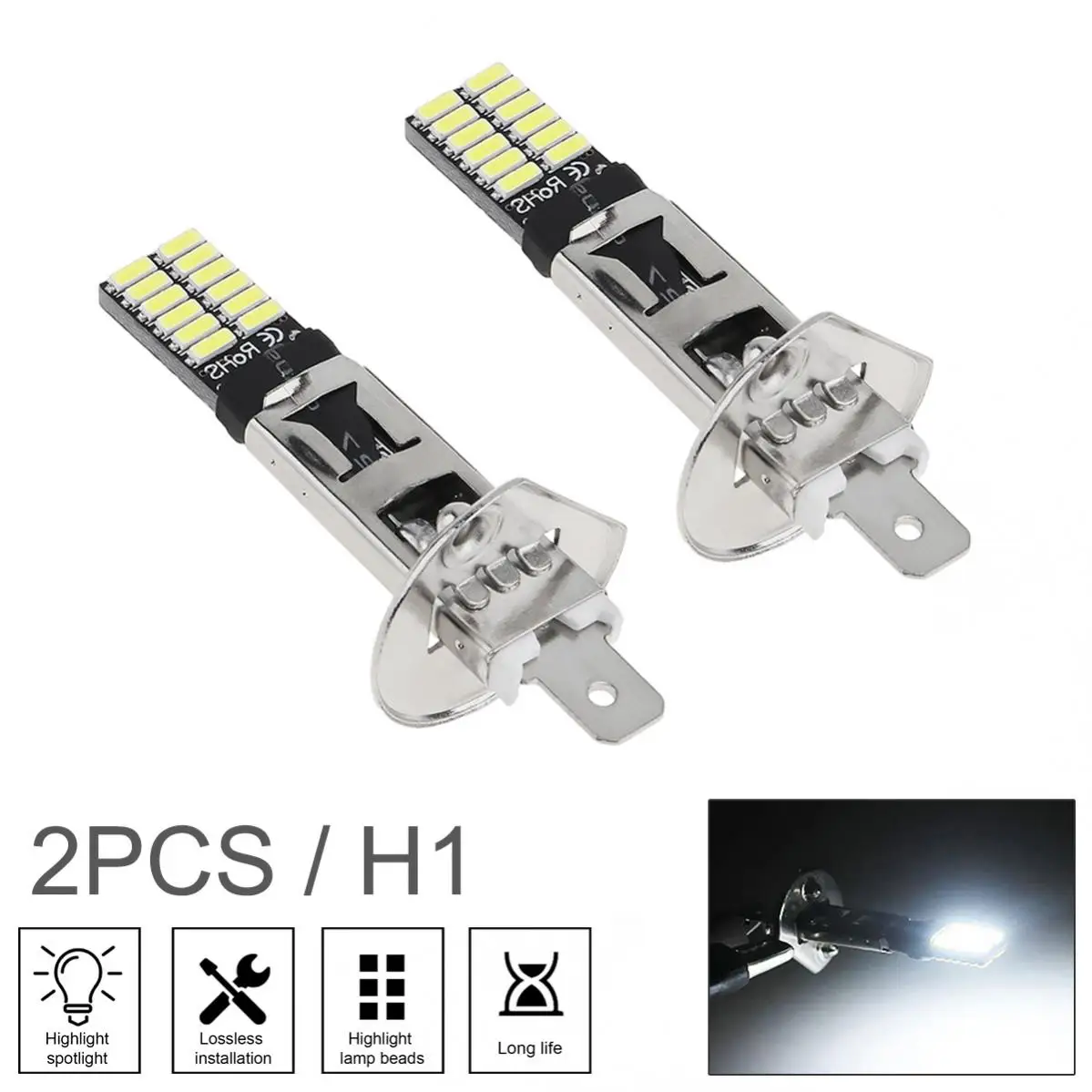 2 قطعة سيارة LED العلوي الضباب مصابيح كهربائية H1 H3 4014 24SMD 12 فولت 6000 كيلو Canbus السوبر مشرق السيارات الضباب ضوء يوم القيادة مصباح جيد الإضاءة
