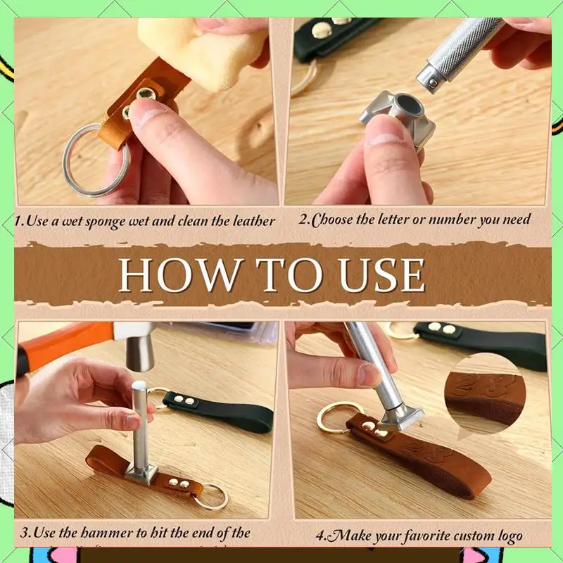 

Leather Stamping Tools Including Alphanumeric Capital Letter Craft With Punching Tools For DIY Leather Marking-BAAQ