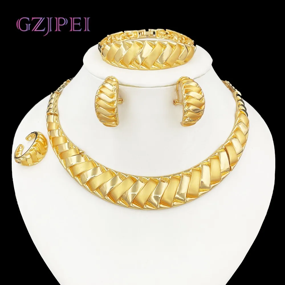 

GZJPEI 2025 New Fashion Women Jewelry Set Design Irregular Geometry Jewellery 18K Gold Plated Wedding Birthday Party Gift