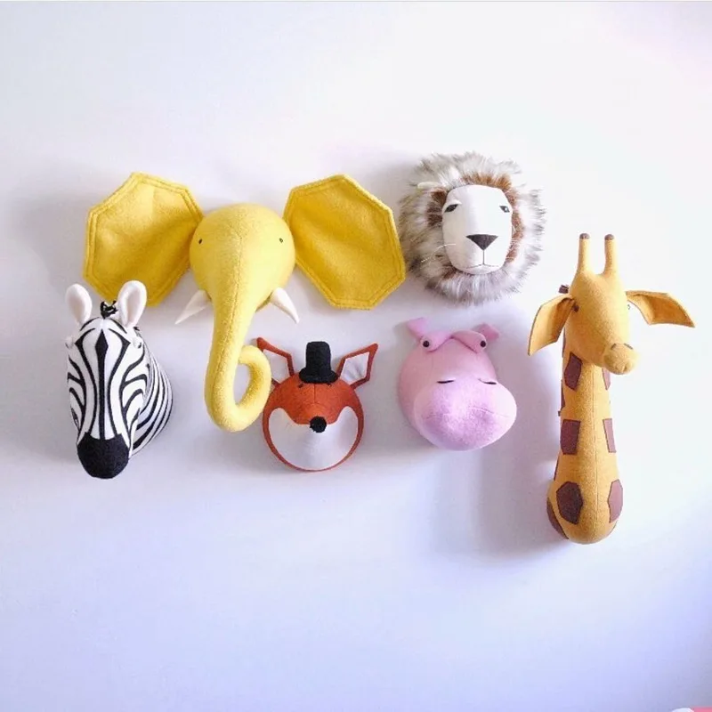 

Cute Animal Head Wall Mount Zebra/Elephant/Giraffe Stuffed Toys Children Kids Room Wall Hanging Decoration Birthday Xmas Gifts