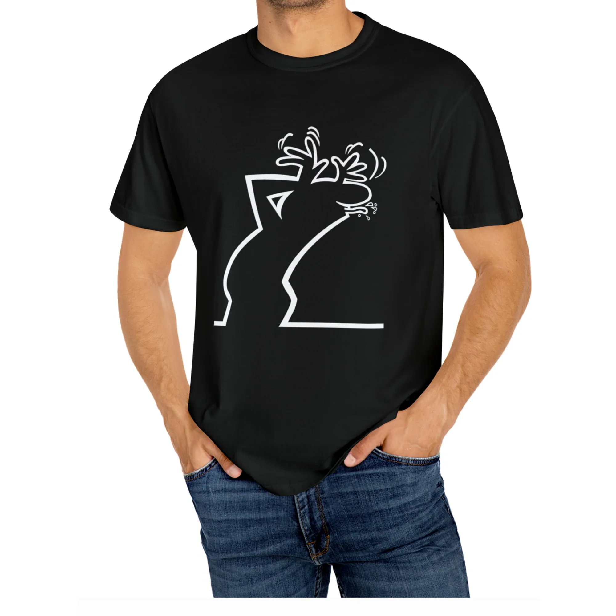 

Мужская повседневная хлопковая футболка с круглым вырезом и коротким рукавом с принтом оленей, эластичная трикотажная ткань