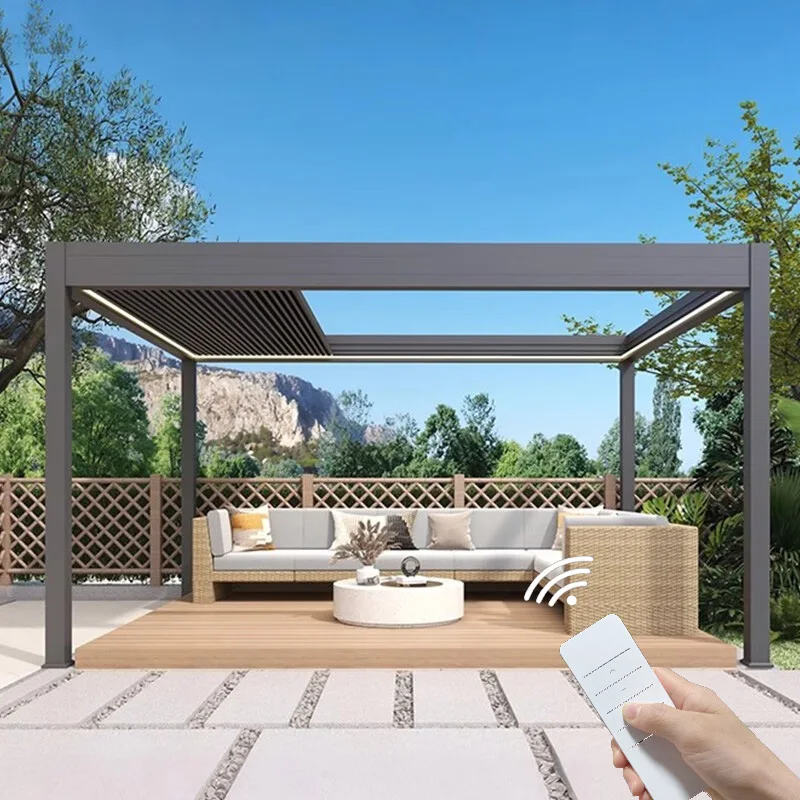 Garden Exterior Patio Folding Retractable Terrace Bioclimatic Roofing Pergolas Awning Sunroom Gazebos Marquees Arbor Garage