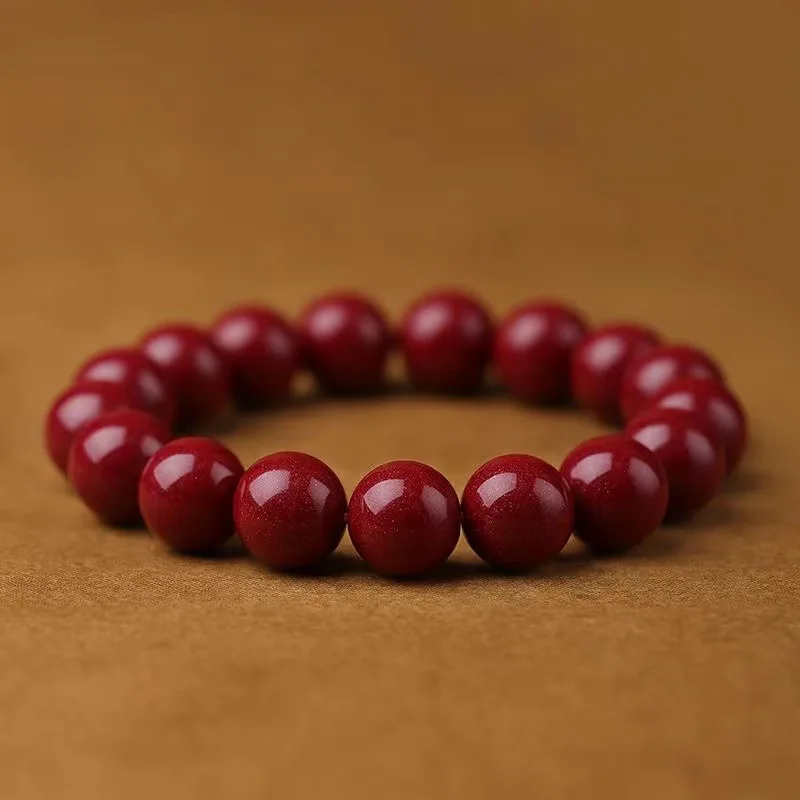 Natural Cinnabar Bracelet, Round Bead Bracelet, Natal Year Gifts for Men and Women, Jewelry