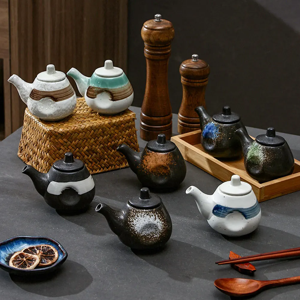 

Household Ceramic Soy Sauce Dispenser Multi-Function Oil Container Smooth Surface Home Accessory Oil Dispenser