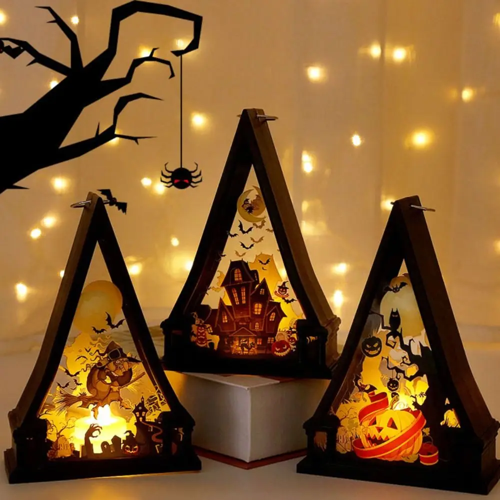 

Festival Ghost Pumpkin Lantern Castle Portable Halloween Decorative Lights Creative Plastic LED Light Children Toys