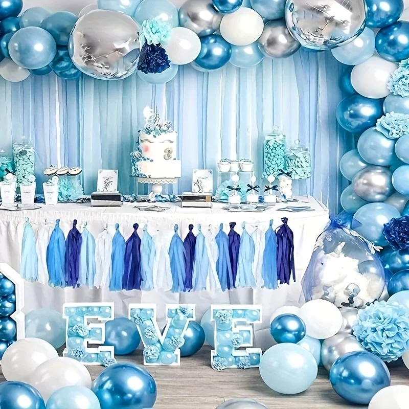 Picture 6: 3colors  15pcs Dark/Light Blue White set Paper Tassel Garland DIY Kit for Rainbow Color, Spring, Candy, Easter