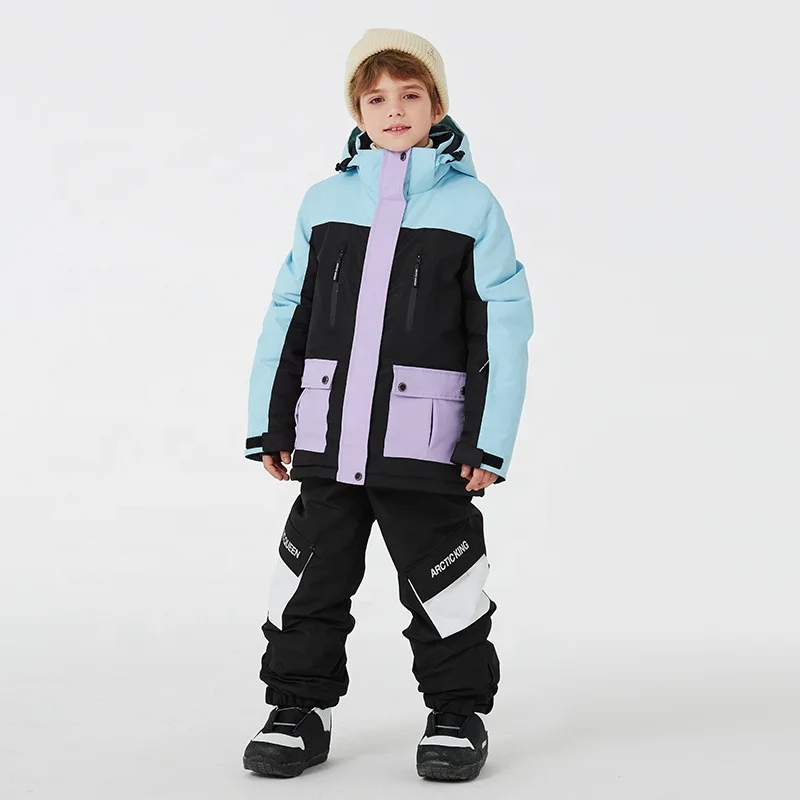 

Children's Winter Outdoor Sport Waterproof Ski Suit For Kids Warm Two-piece Snowboard Jackets Pants Set Ski Snow Wear Ski Suits
