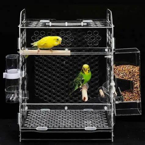 

Acrylic Bird/Parrot Cage with Nest