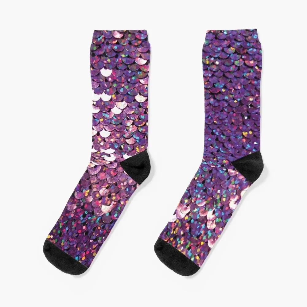 

Purple Sequins Socks anti slip football Sports Socks For Girls Men's