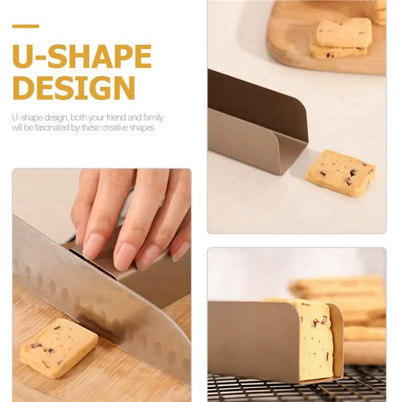 A96K-8Pcs Cookie Cutters Rectangle Cookie Mold Non-Stick Carbon Steel Cookie Cutters U Shape Biscuit Cake Bread Mold