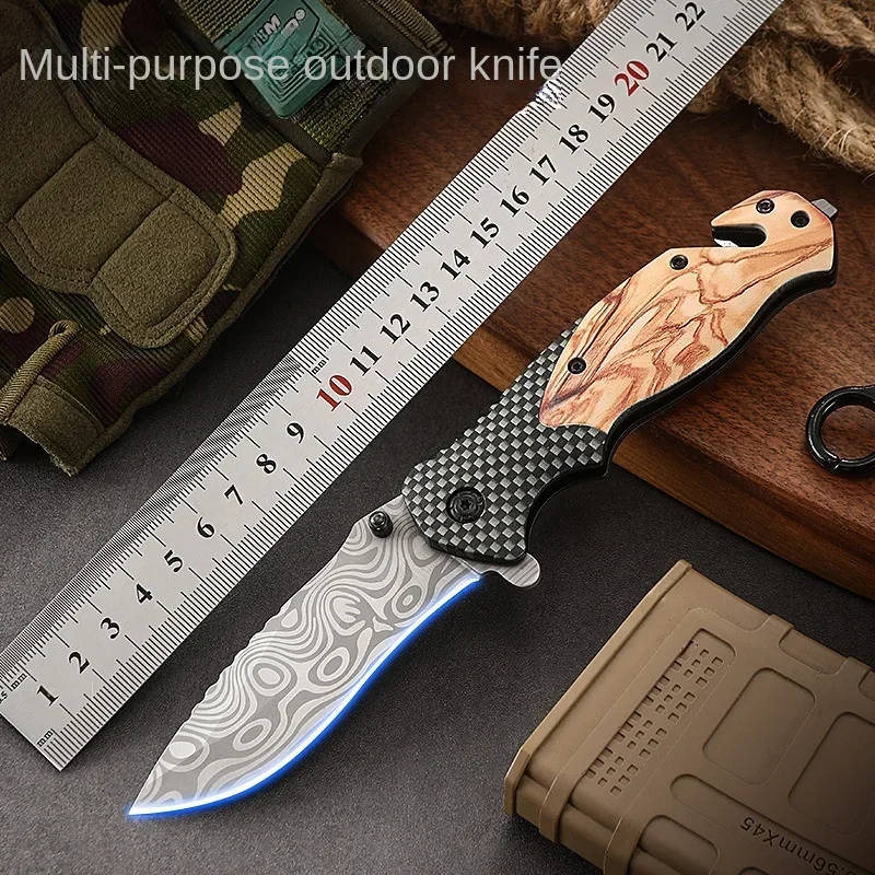 Outdoor Stainless Steel Folding Knife Camping Survival High Hardness Portable Multi-purpose Knife with Plastic Handle