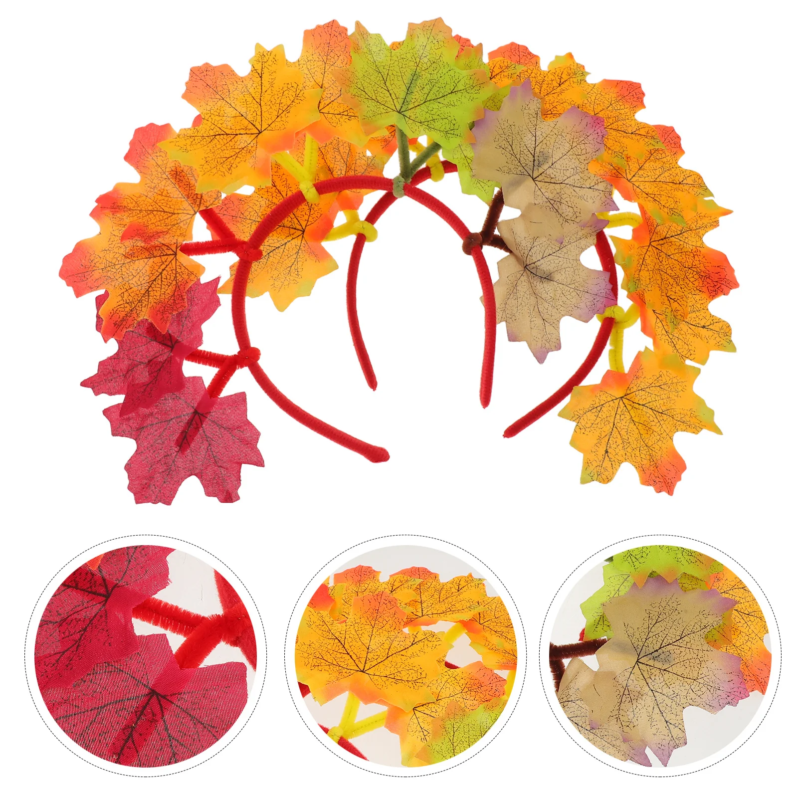 

2Pcs Thanksgiving Party Headband with Realistic Maple Leaves Fall Themed Hair Hoops Lightweight Secure Fit Holiday Gathering
