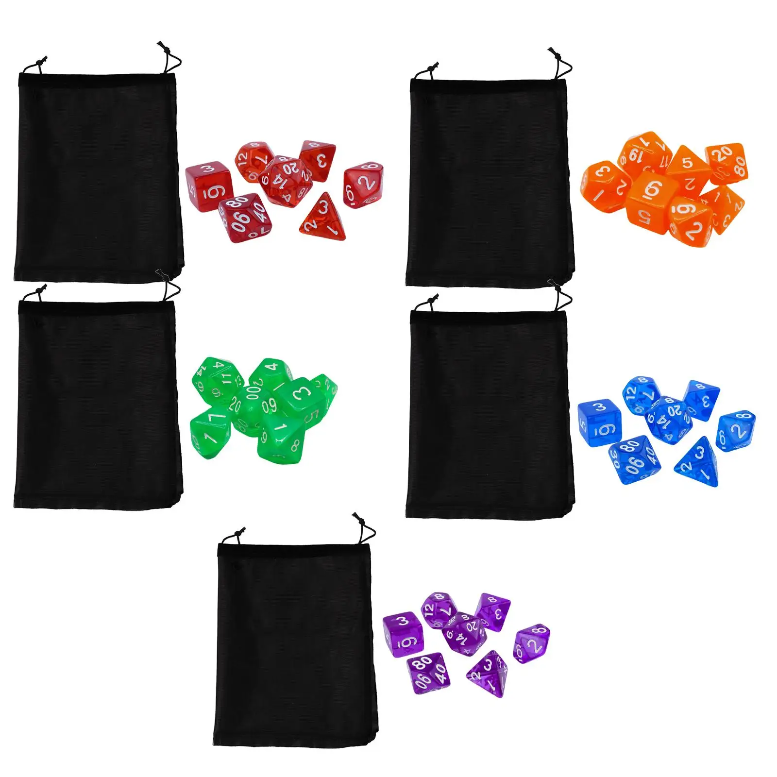 7Pcs 다면체 오지 세트 게임 오지 저장 가방 투명 엔터테인먼트