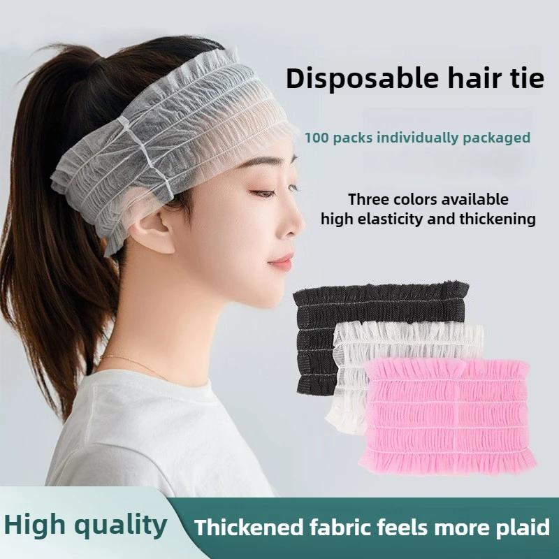100pcs Beauty Salon Independent Packaging Disposable Headband Non-woven Fabric Anti Slip SPA Elastic Band