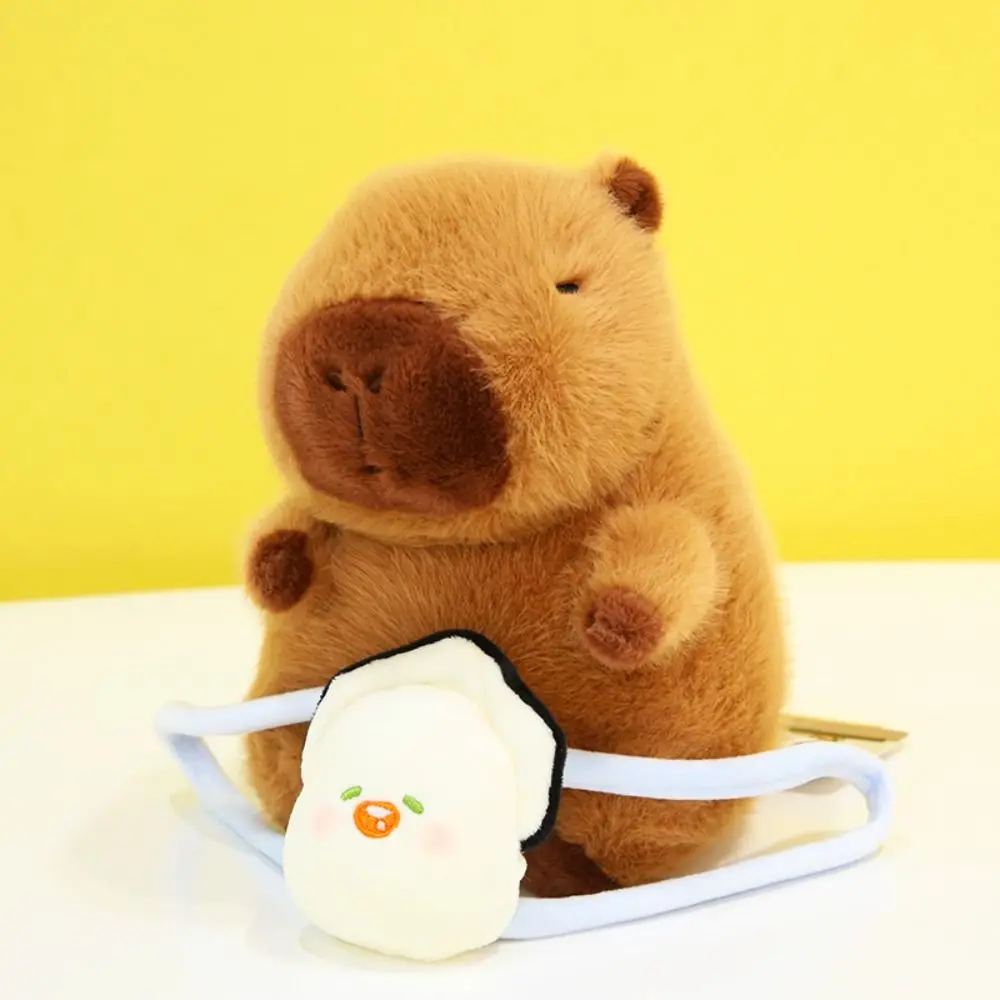 With backpack Capybara Plush Toy Summer Cloth Doll Capibara Anime Fluffty Toy Simulation Cartoon Capybara Plush Doll