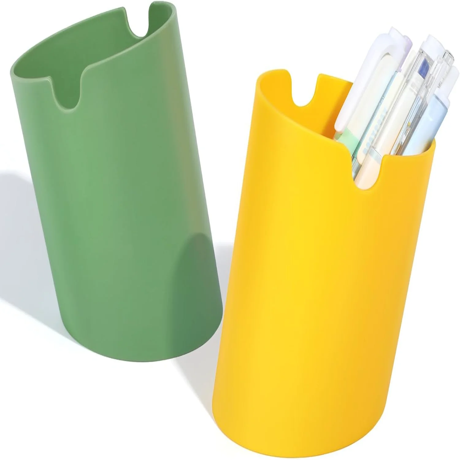 

2 Pieces Plastic Pen Holder for Desk, Tilt Pencil Holder Organizer Acrylic Pen Cup for Workspace Organization Makeup Brush Holde