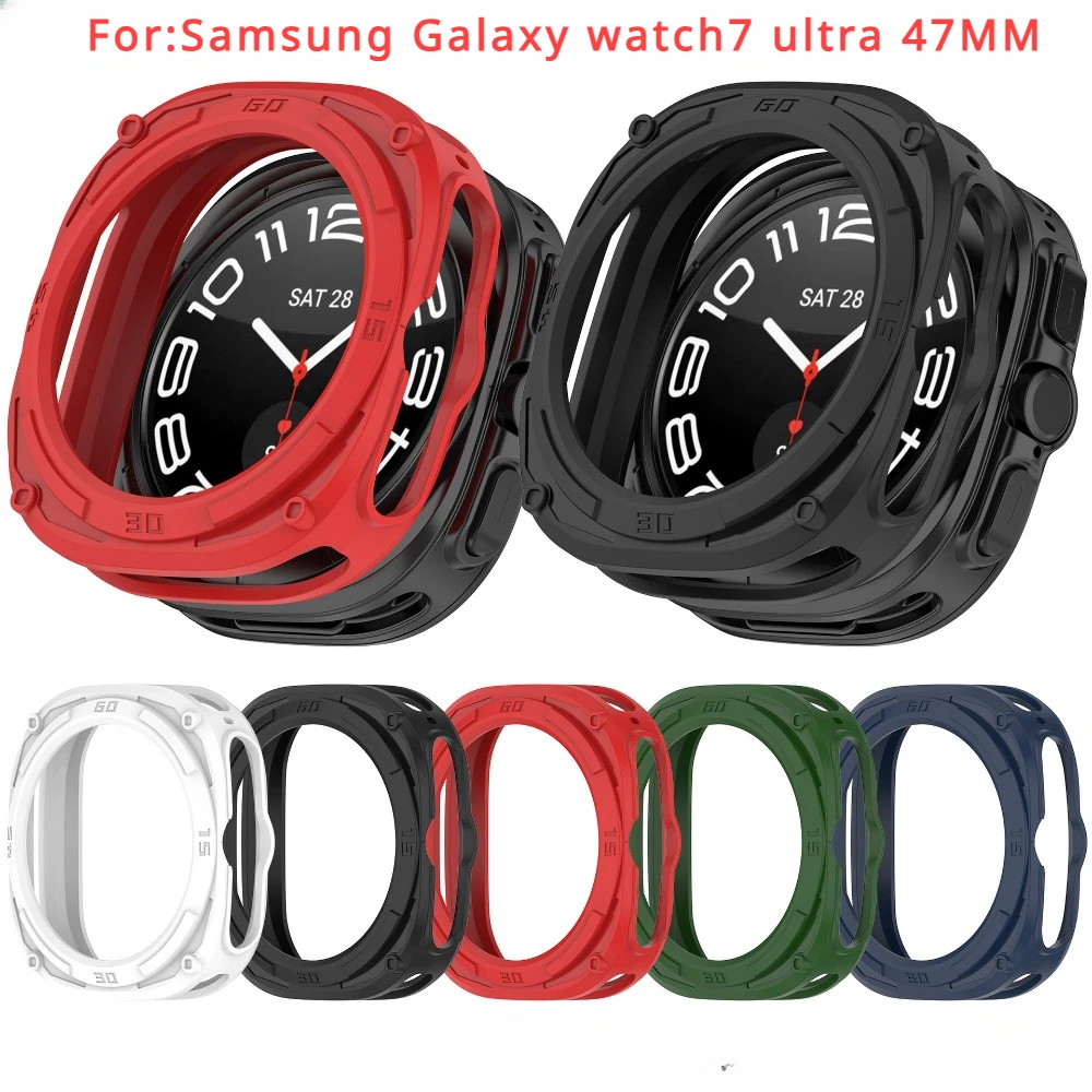 Funda de silicona para Samsung Galaxy watch7 ultra 47mm, correa de reloj Samrt, cubierta protectora de silicona, accesorios, Protector de pantalla