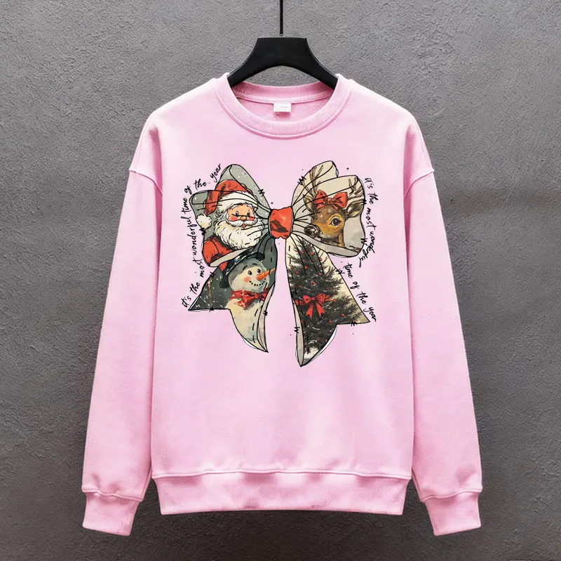 المرأة عيد الميلاد Coquette القوس هو الأكثر رائعة من الوقت في السنة المطبوعة Crewneck البلوز أو هودي / هوديي بلوزات