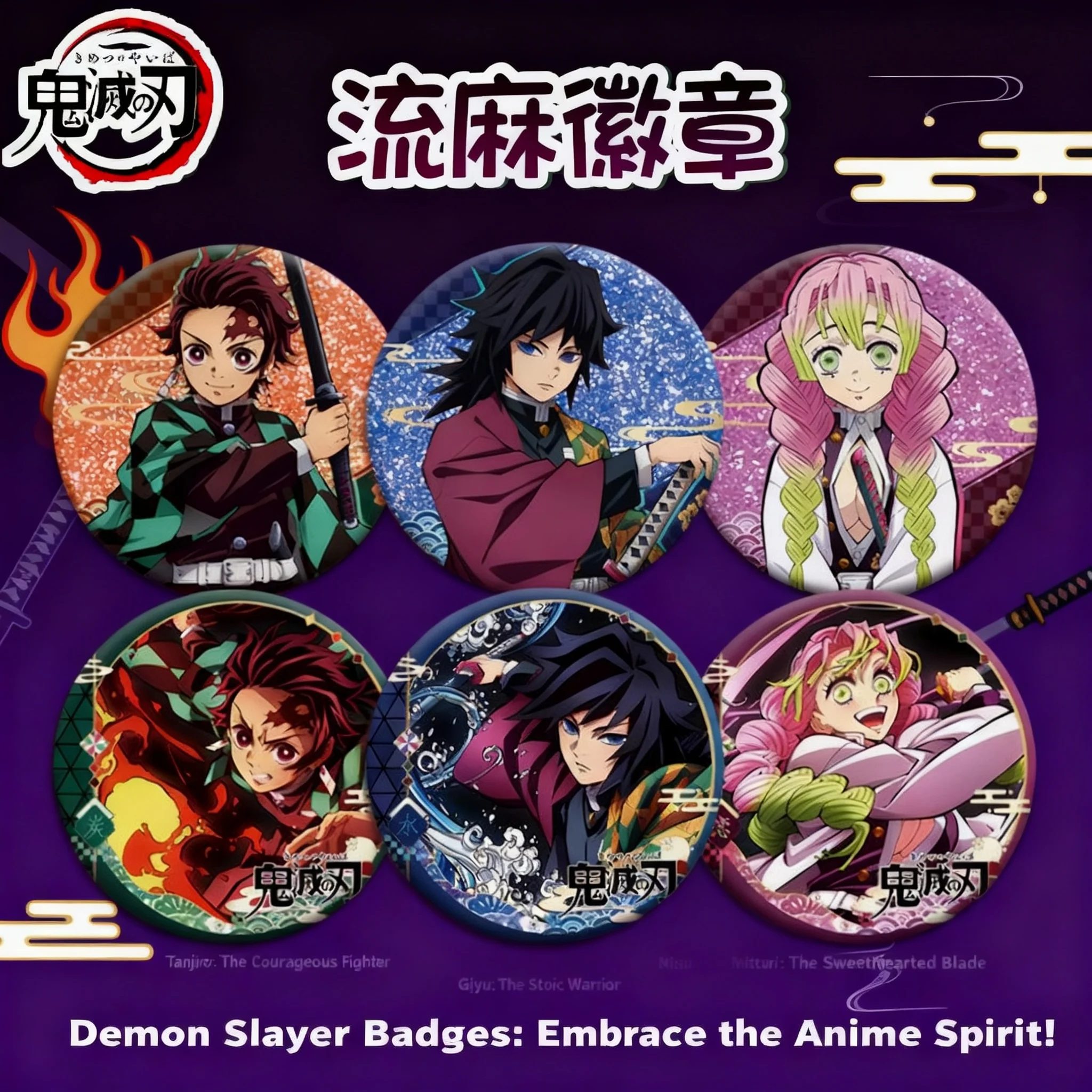 

Demon Slayer Kimetsu no Yaiba Acrylic Badge Double Sided Anime Cosplay Kamado Tanjiro Nezuko Merchandise Pin Brooch Gift