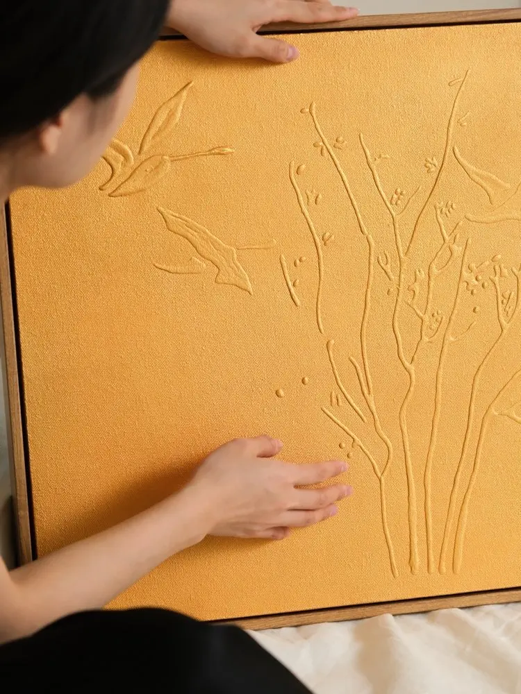

Gilded relief painting to copper carving texture dining room decoration painting living room entrance transfer