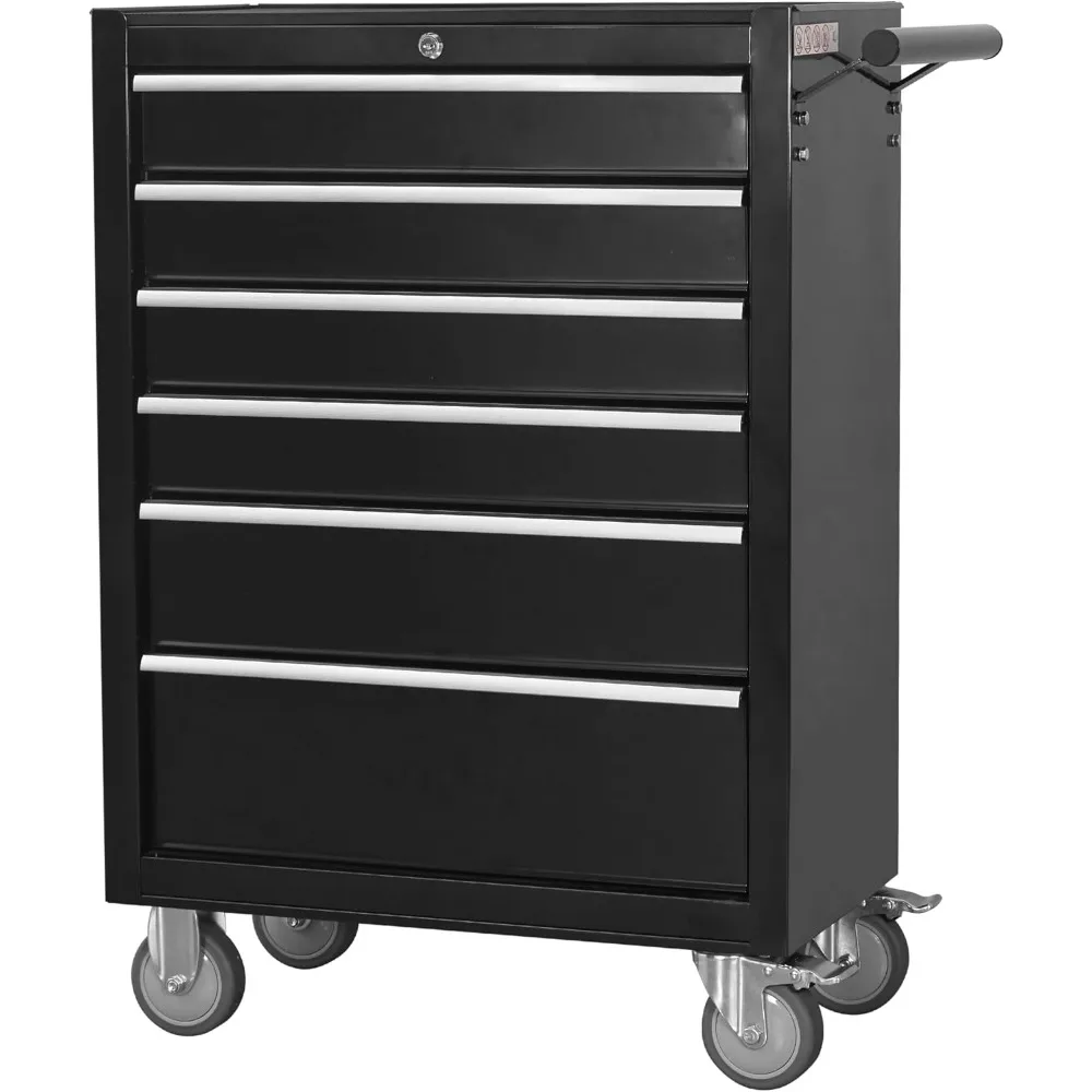 

6-Drawer Rolling Tool Chest Cabinet, Large Capacity Metal Tool Box with Wheels and Keyed Locking, Roll Around Storage Organizer